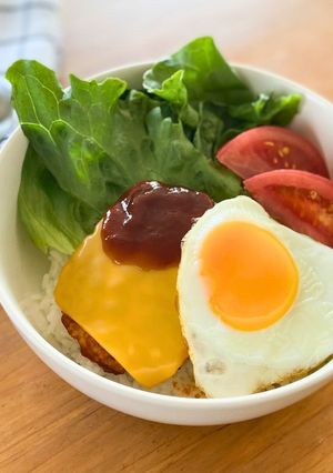 大豆ミートのチーズロコモコ丼-レシピのメイン写真