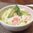 アスパラベーコンとそら豆の炊き込みごはん