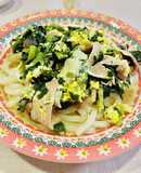 コンソメで簡単！ほうれん草と卵のうどん♪