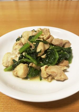 鶏肉とほうれん草の味噌醤油炒め♡♡-レシピのメイン写真