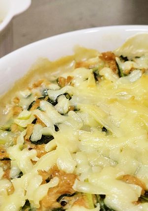 油を使わない大豆のお肉とみず菜のグラタン-レシピのメイン写真