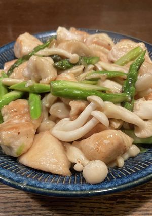 鶏胸肉とアスパラのオイスターマヨ炒め-レシピのメイン写真