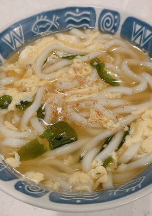 中華風玉子わかめスープのうどん-レシピのメイン写真