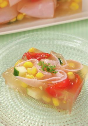 涼やか☆ハムと夏野菜のゼリー寄せ-レシピのメイン写真