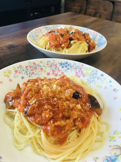 ピザソースで!豚コマと茄子のミートパスタ-レシピのメイン写真