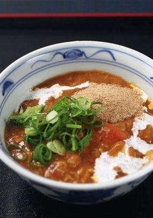丸亀期間限定！冷しトマたまカレーうどん♪-レシピのメイン写真