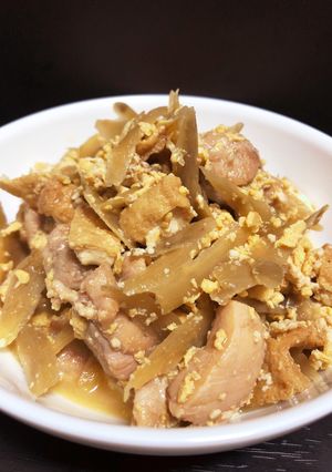 食材4つ！鶏肉ごぼう厚揚げたまごとじ-レシピのメイン写真