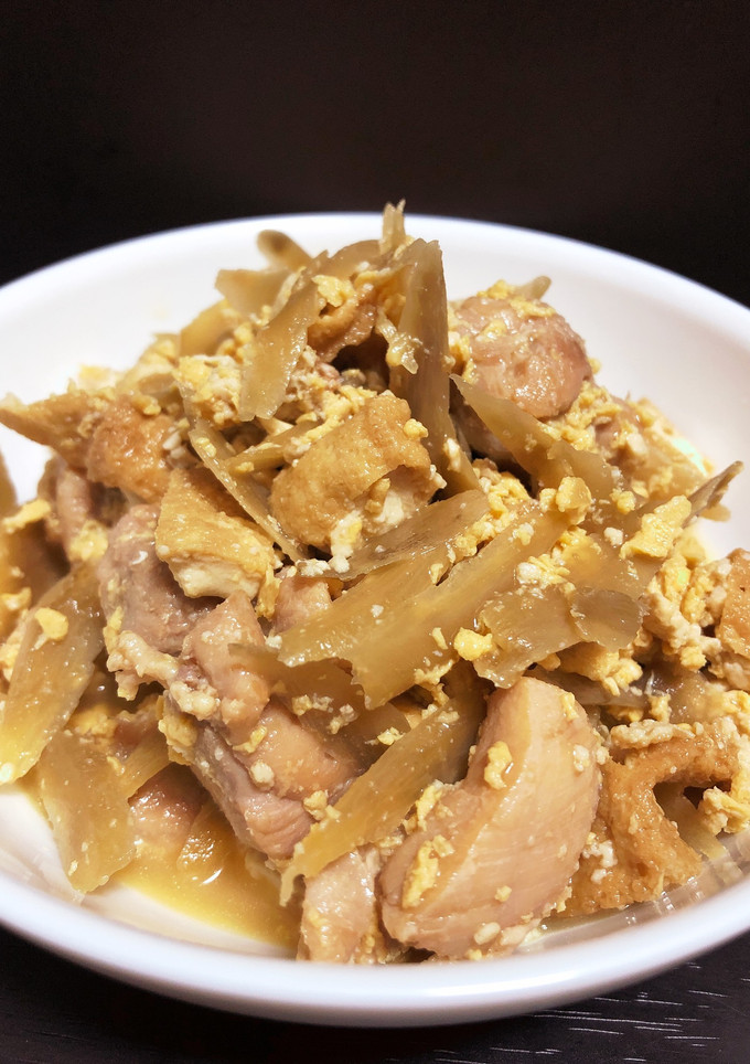 食材4つ！鶏肉ごぼう厚揚げたまごとじ-レシピのメイン写真