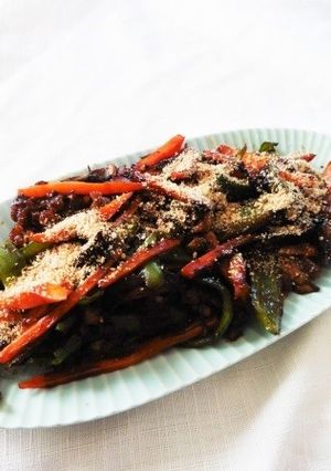 彩り野菜と牛こま切れ肉の八丁味噌きんぴら-レシピのメイン写真