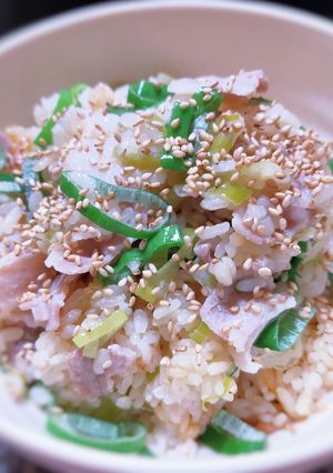 豚バラネギ塩お手軽炊き込みご飯-レシピのメイン写真