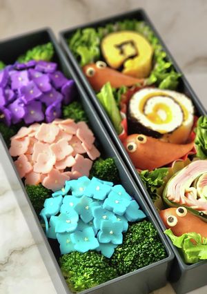 キャラ弁♪紫陽花（あじさい）弁当-レシピのメイン写真