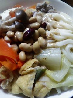 温野菜サラダ豆うどん。-レシピのメイン写真