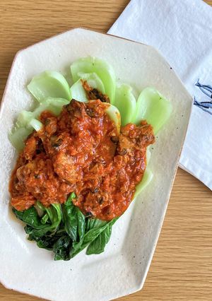 鯖缶まるごと！チンゲン菜のサバチリ-レシピのメイン写真