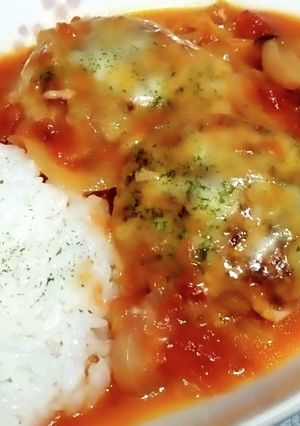 チーズ on トマト煮込みハンバーグ-レシピのメイン写真