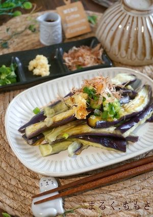 丸ごとレンジで♪ジューシー茄子の薬味和え-レシピのメイン写真