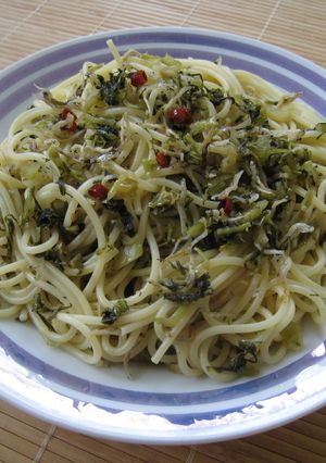 ちりめんじゃこと高菜のピリ辛パスタ-レシピのメイン写真
