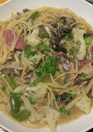 イワシ缶と野菜のスープスパゲッティ-レシピのメイン写真
