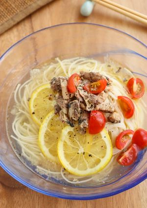 いわし缶とトマトのにんにくレモンそうめん-レシピのメイン写真