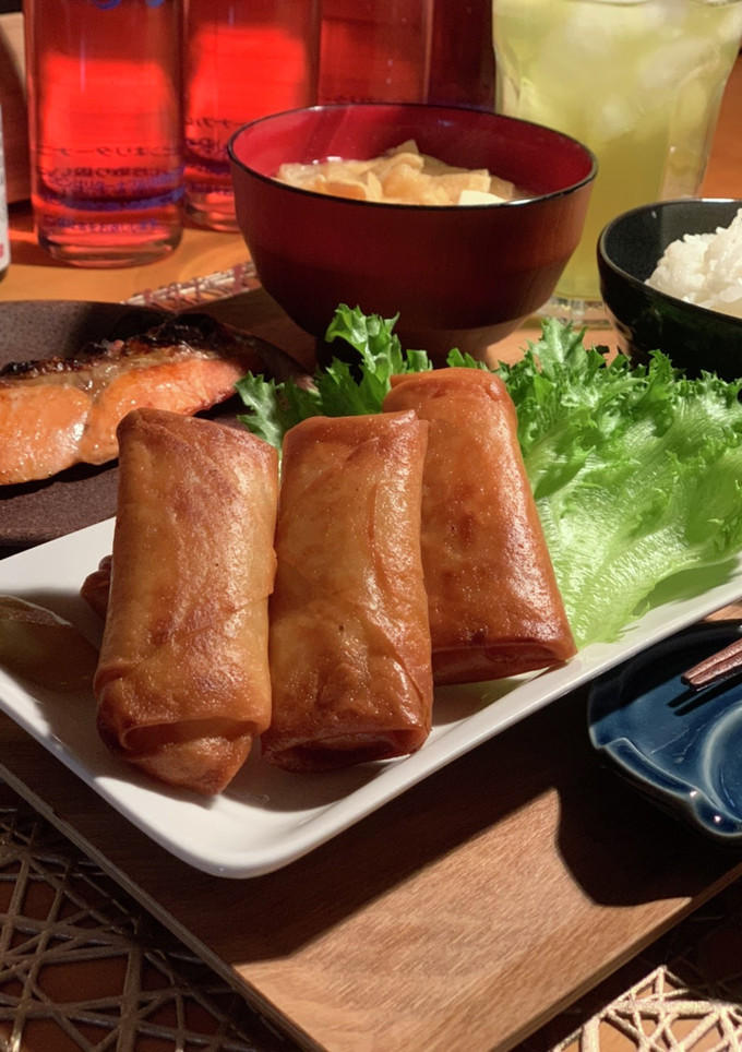 冷凍春巻きと焼き鮭の定食✨-レシピのメイン写真