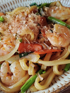 エビと空芯菜のXO醤焼きうどん-レシピのメイン写真