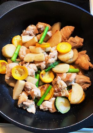 鶏肉とアスパラ、ズッキーニポン酢炒め-レシピのメイン写真