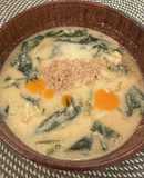 ほうれん草とささみの台湾風豆乳スープ