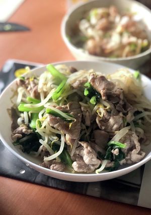 もやし、小松菜、豚こまの肉野菜炒め-レシピのメイン写真