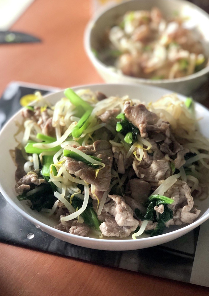 もやし、小松菜、豚こまの肉野菜炒め-レシピのメイン写真