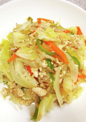 鶏ひき肉入り野菜炒め-レシピのメイン写真