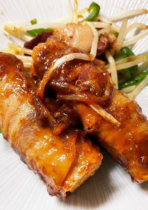厚揚げ豚巻きもろみ味噌焼き-レシピのメイン写真