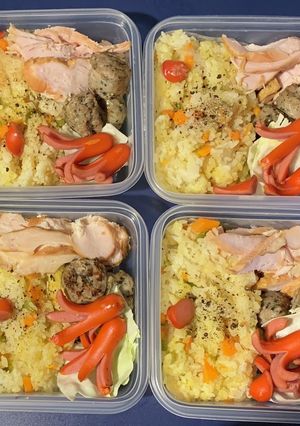 炊飯器で作るウニバターピラフ弁当-レシピのメイン写真