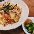 野菜と豚バラの卵とじ丼