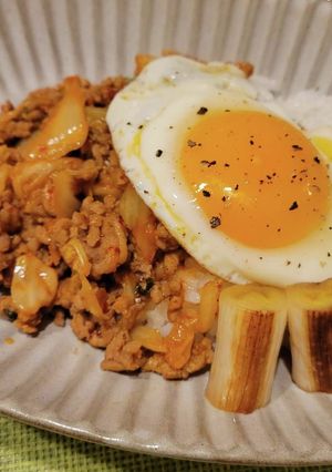 ひき肉でつくる豚キムチ丼-レシピのメイン写真