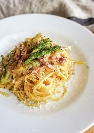 アスパラとベーコンのカルボナーラ-レシピのメイン写真