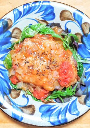 鶏もも肉のソテーを甘酢トマトソースで-レシピのメイン写真