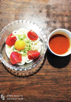 ピリ辛トマト漬けざるサラダ饂飩-レシピのメイン写真