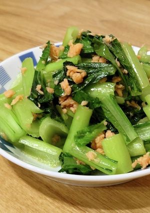 小松菜の鮭フレーク炒め：お弁当野菜おかず-レシピのメイン写真