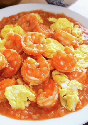 子どもも食べれる味付け！ふわたまエビチリ-レシピのメイン写真
