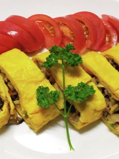 筍と椎茸の甘辛卵焼き…と彩り混ぜご飯-レシピのメイン写真