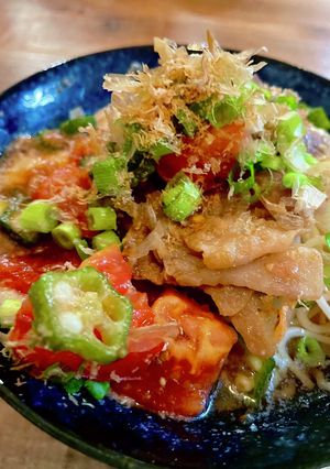 焙煎ごま風♡豚トマ梅ポン酢のねばとろ麺-レシピのメイン写真