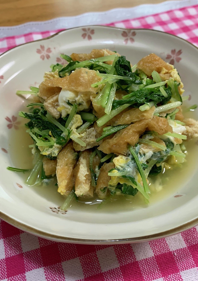 水菜とお揚げの煮びたし♪-レシピのメイン写真