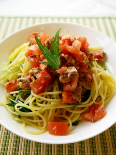 水菜とサバの冷製トマトパスタ-レシピのメイン写真