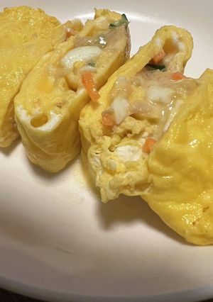 簡単あまったサラダ卵焼きに-レシピのメイン写真
