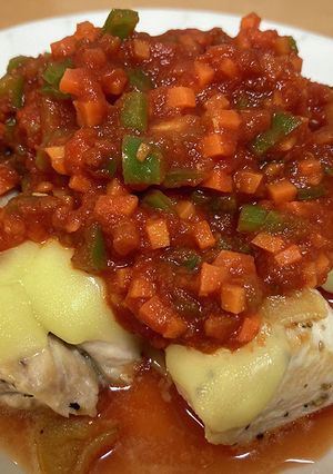 鶏むね肉炒めチーズとトマトソース-レシピのメイン写真