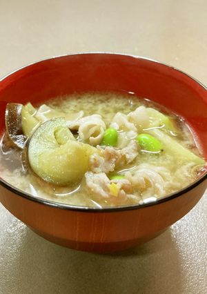 まろやか、豚肉となすの味噌汁-レシピのメイン写真