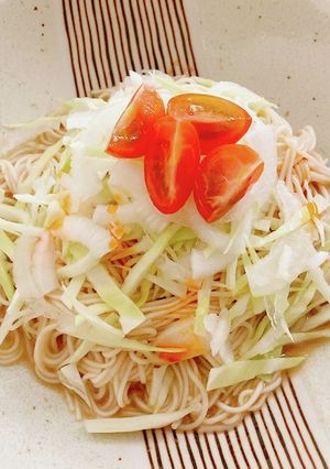 新玉ねぎと春キャベツのごまダレそうめん-レシピのメイン写真