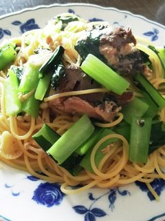 小松菜と鯖缶の和風パスタ-レシピのメイン写真