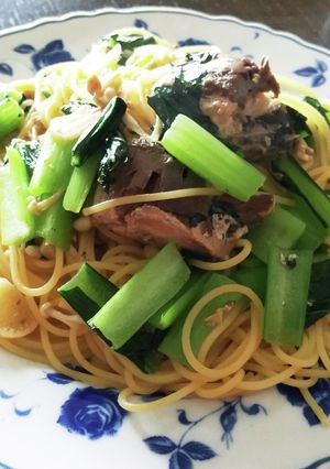 小松菜と鯖缶の和風パスタ-レシピのメイン写真