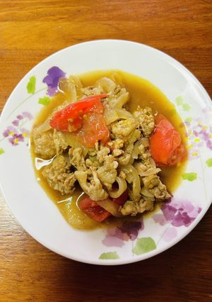 簡単☆豚肉玉ねぎトマトの炒め物-レシピのメイン写真