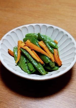 スナップエンドウと人参のクレソルソテー-レシピのメイン写真